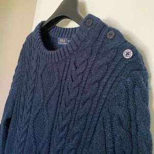 Polo Ralph Lauren navy cable knit sweater dress